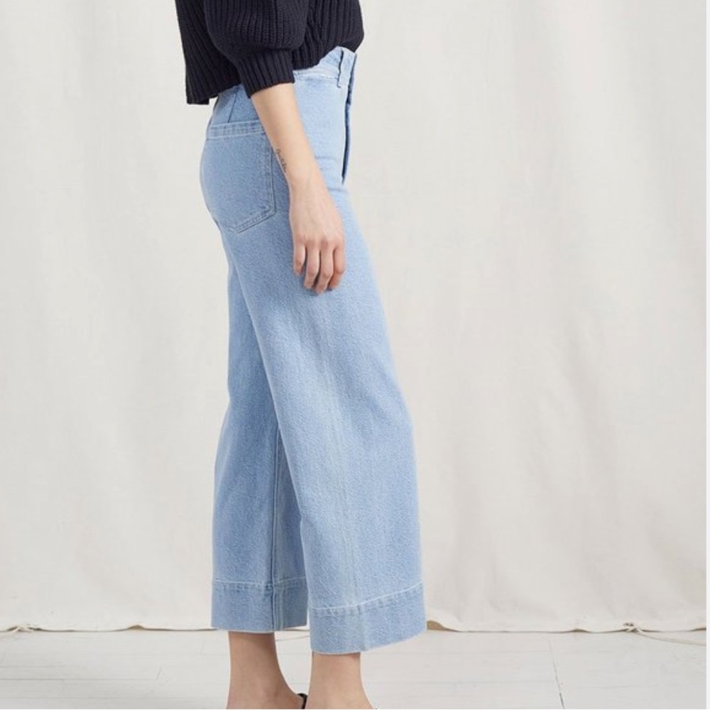 Apiece apart denim Merida pants light wash cropped wide leg